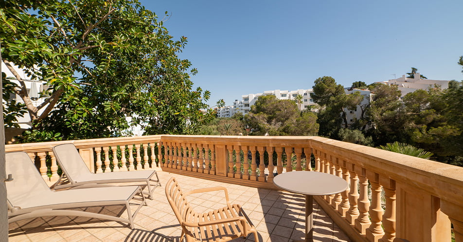 Detailansicht der großen Terrasse des Studios